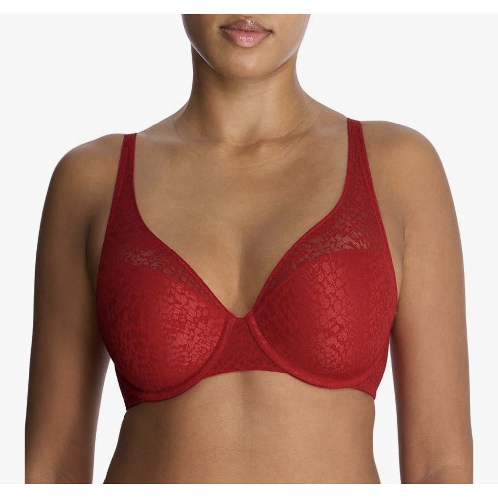 Natori Bra Red Unlined Comfort All Day Smoothing M Contour Underwire Sz 32G NWT